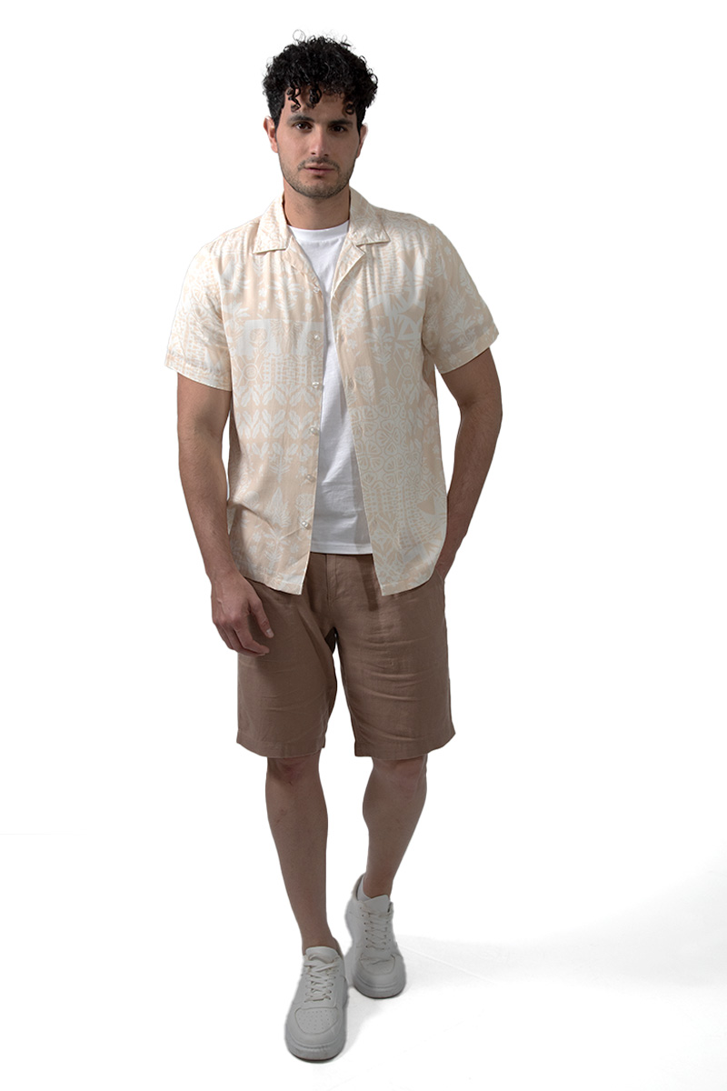 Foto 2 pulgar | Camisa Comfort Fit Generra Beige Estampado Floral para Hombre