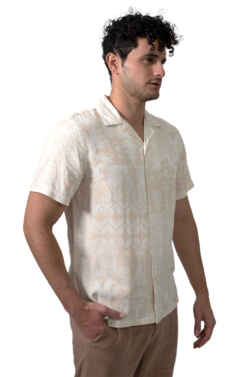 Foto 3 pulgar | Camisa Comfort Fit Generra Beige Estampado Floral para Hombre