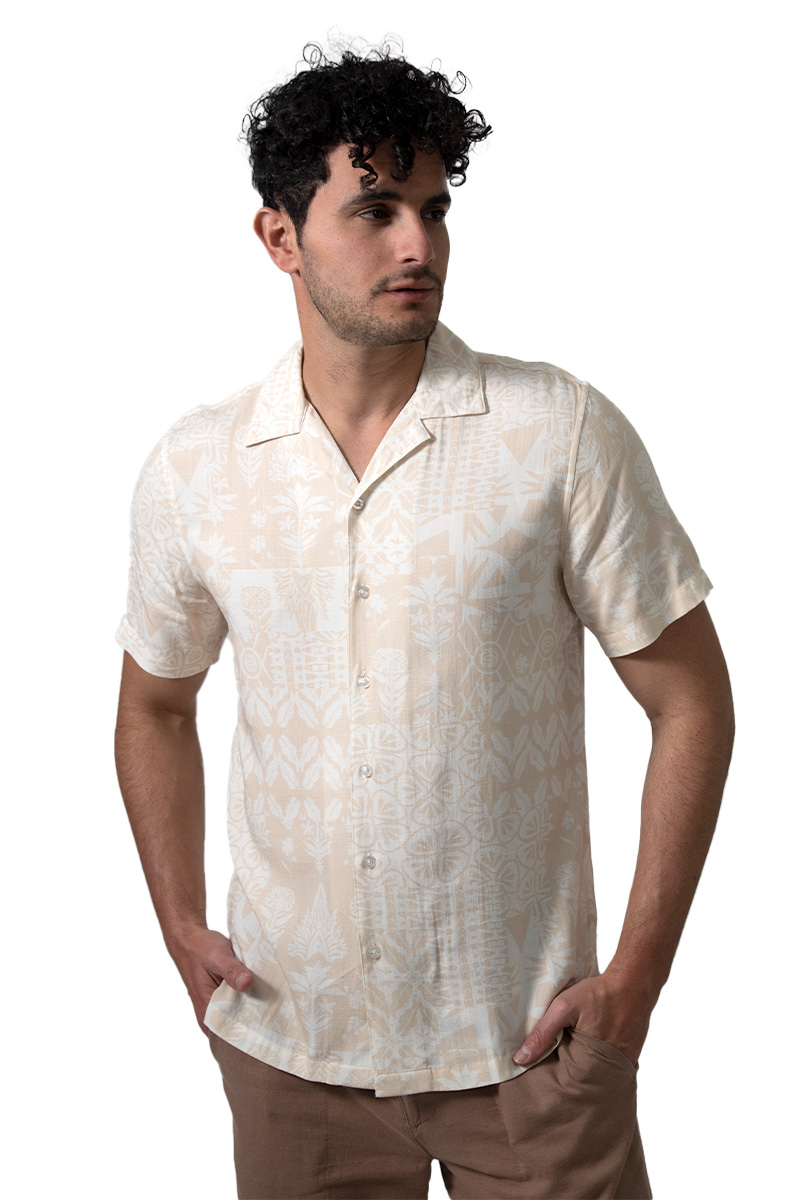 Foto 4 pulgar | Camisa Comfort Fit Generra Beige Estampado Floral para Hombre