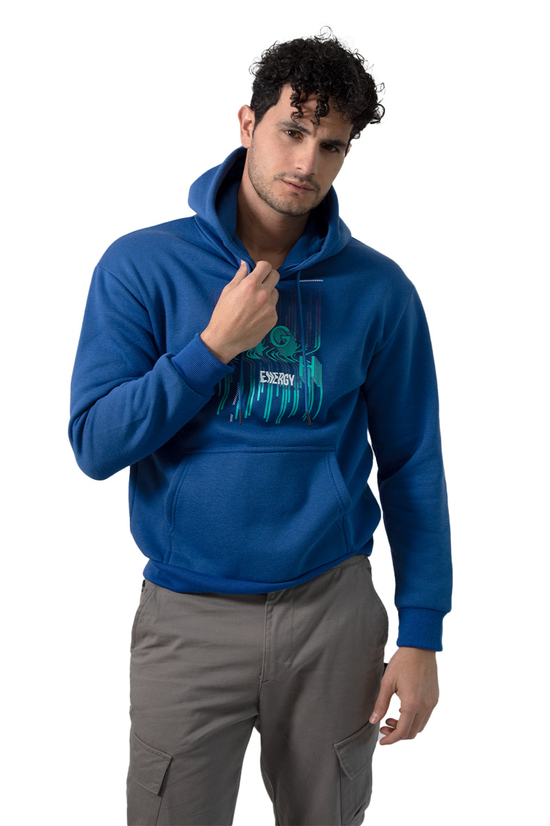 Foto 2 pulgar | Sudadera Generra Azul con Gorro y Estampado para Hombre