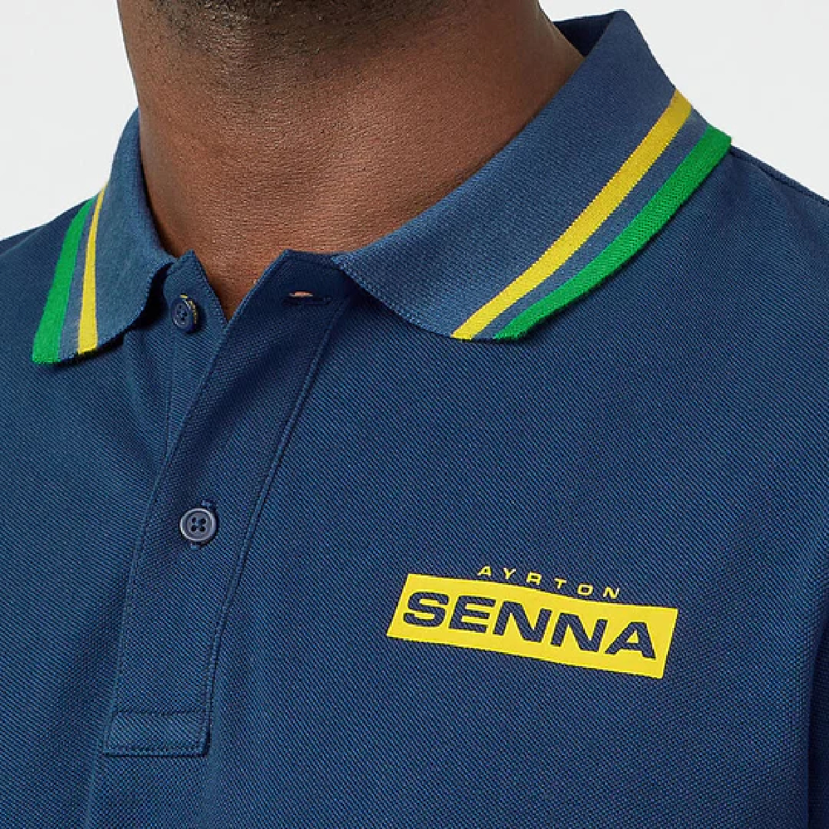 Foto 4 pulgar | Camiseta Polo Ayrton Senna Logo Azul para Hombre