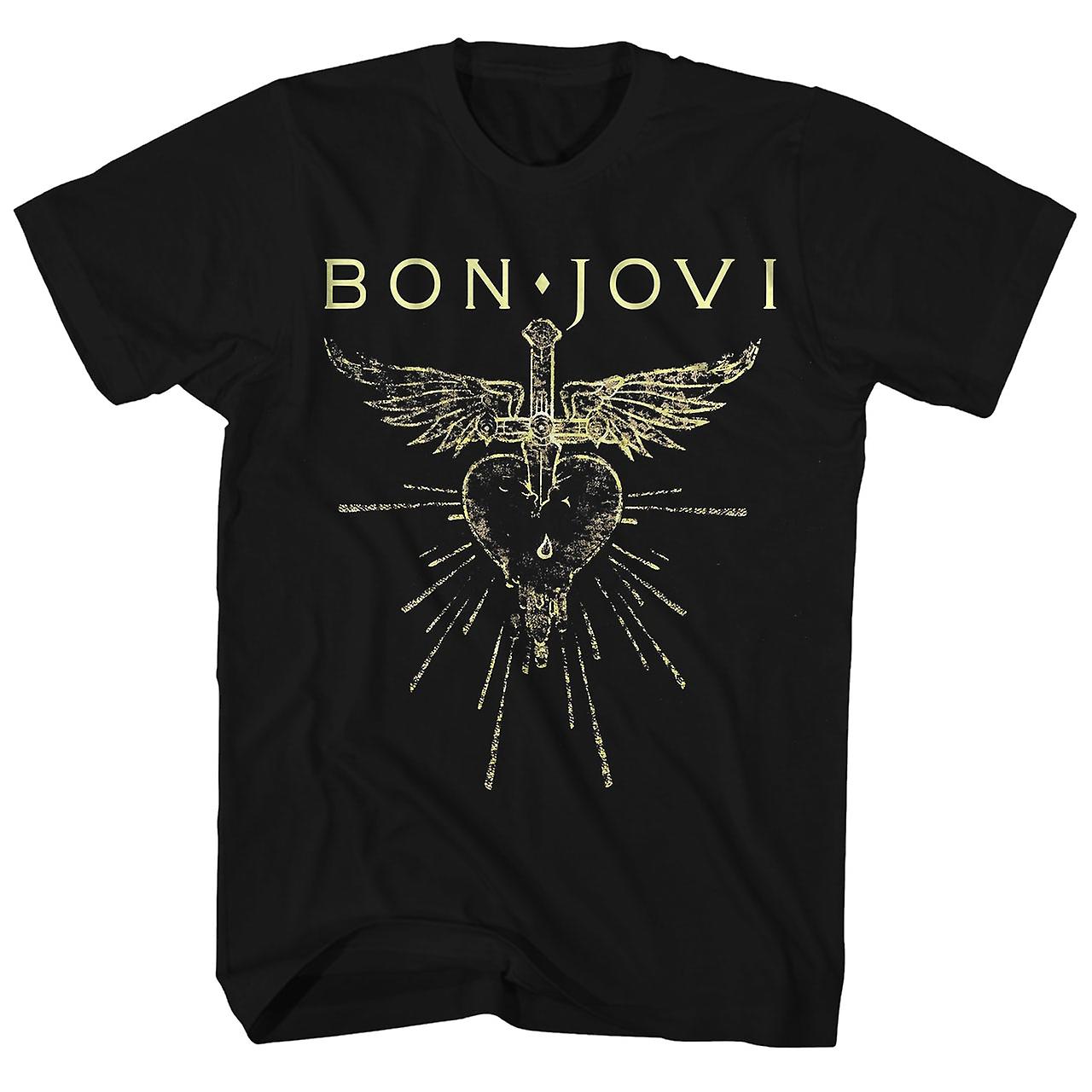 Foto 2 pulgar | Camiseta Rockinstone Con El Logotipo De Bon Jovi Heart & Dagger - Venta Internacional.