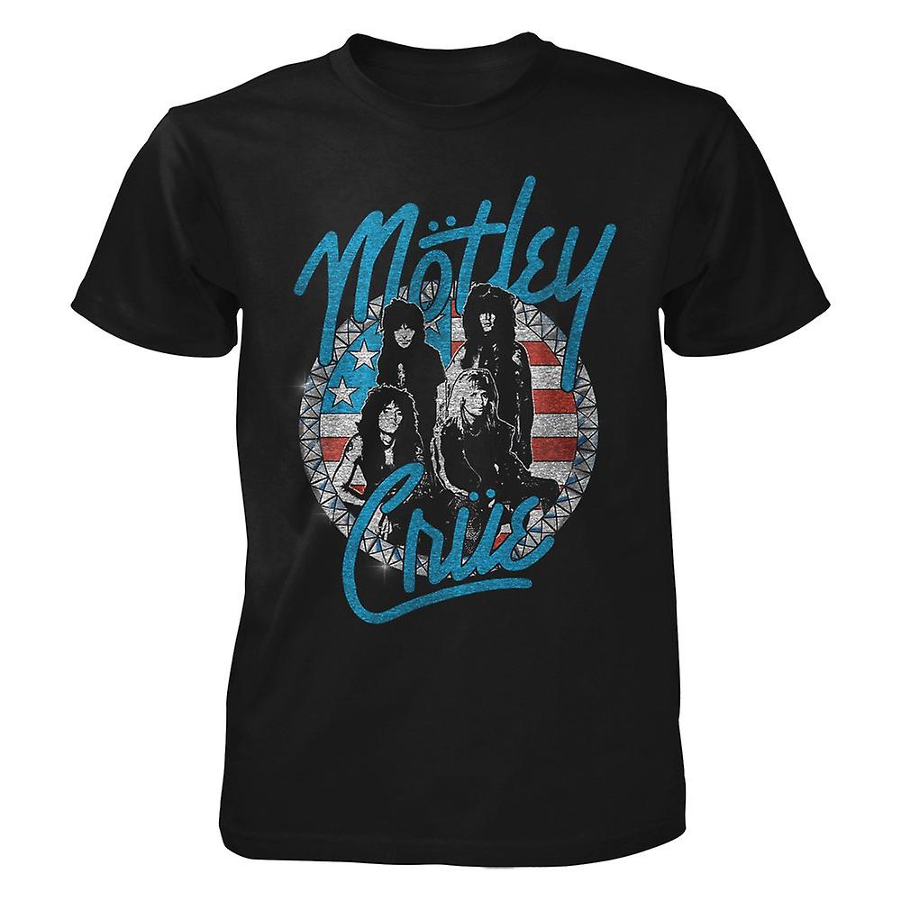 Camiseta Rockinstone Motley Crue Vintage Con Tachuelas Y Bandera - Venta Internacional.