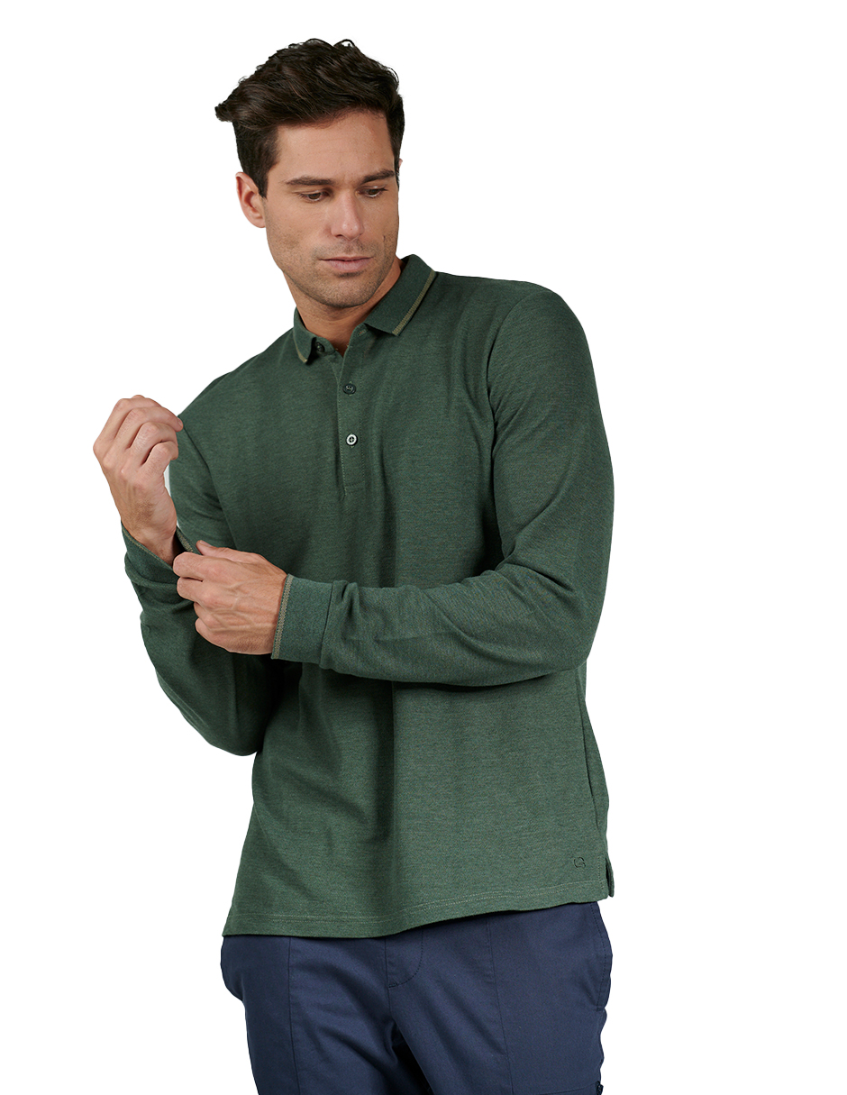 Foto 2 pulgar | Playera Manga Larga Generra 228902 color Verde para Hombre