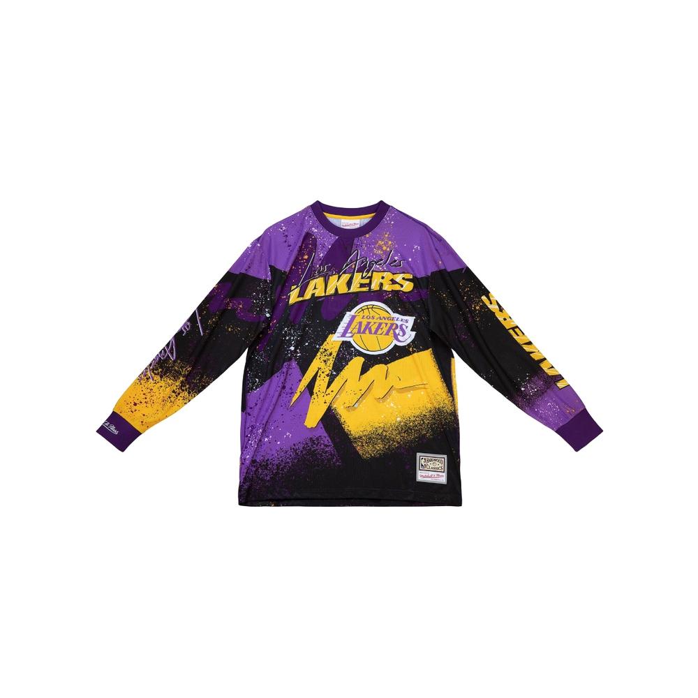 Foto 3 pulgar | Playera Mitchell & Ness Los Angeles Lakers Hyper Hoops Moto Ls Men Color Púrpura