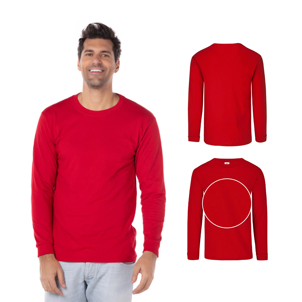 Foto 3 pulgar | Playera Manga Larga color Rojo 90% Algodón-10% Poliéster para Caballero