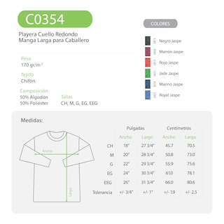 Foto 3 | Playera Manga Larga Yazbek Verde 50% Algodón 50% Poliéster para Caballero