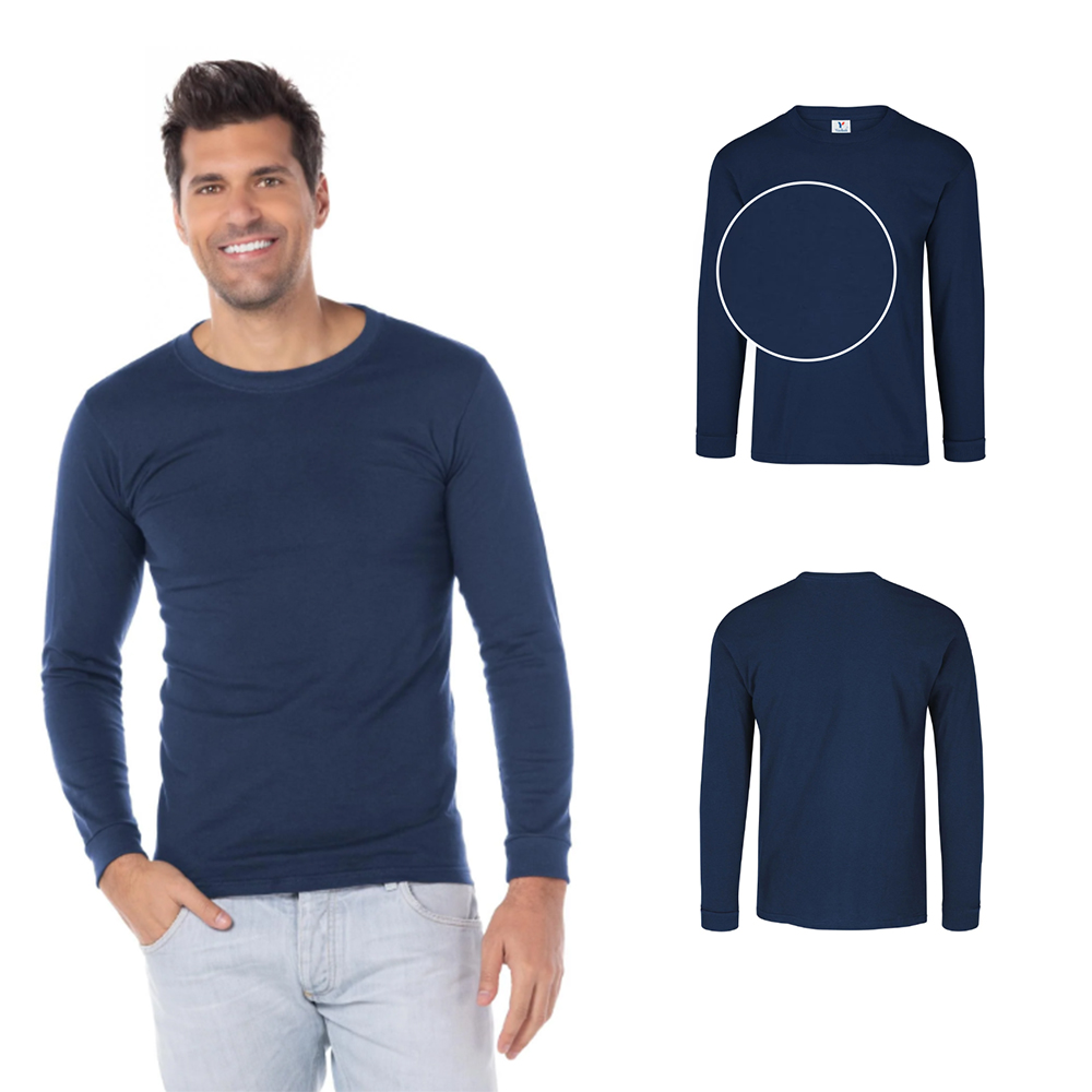 Foto 2 | Playera Manga Larga color Marino 90% Algodón-10% Poliéster para Caballero