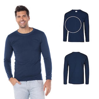 Foto 2 | Playera Manga Larga color Marino 90% Algodón-10% Poliéster para Caballero