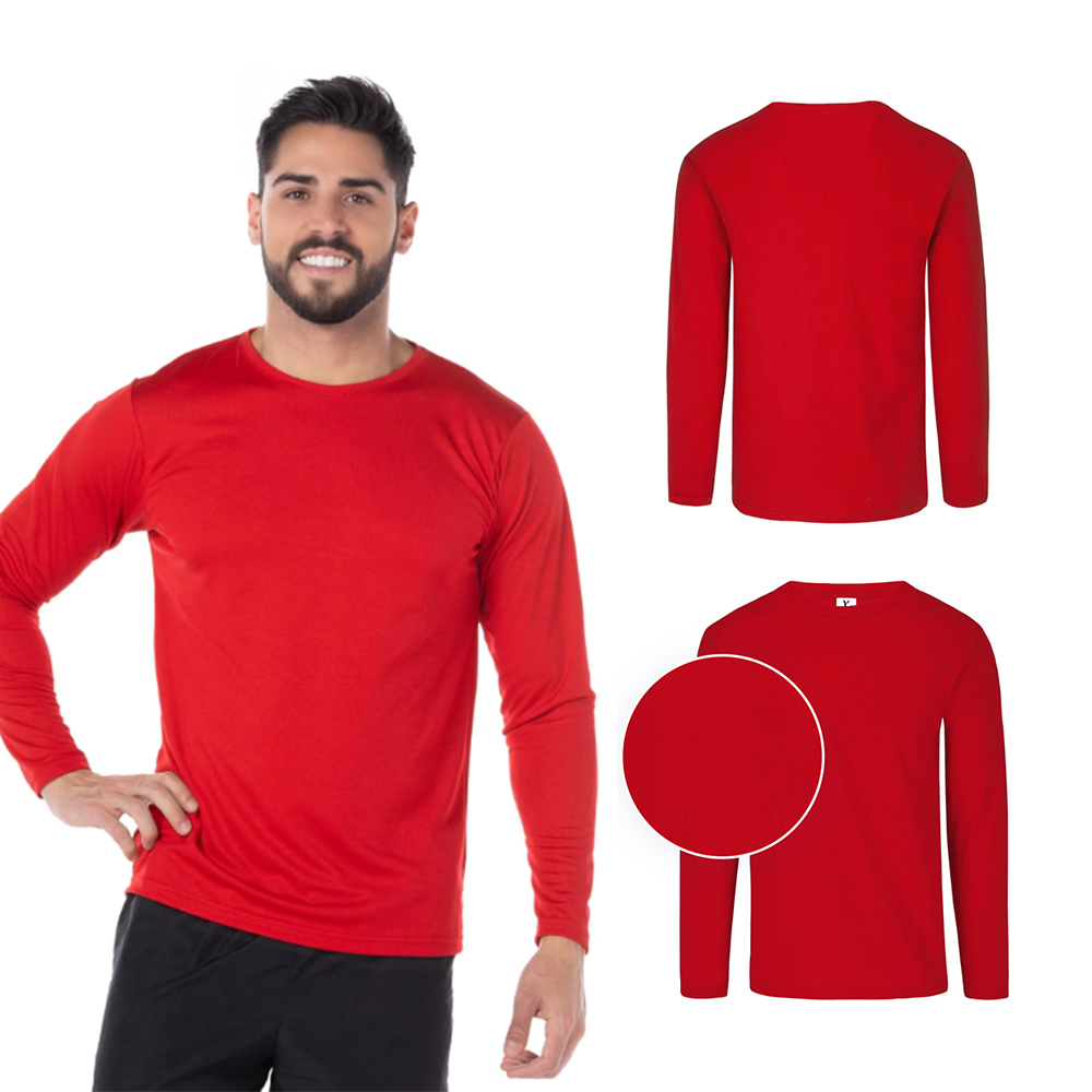 Foto 3 pulgar | Playera Manga Larga Yazbek color Rojo 100% Poliéster para Caballero