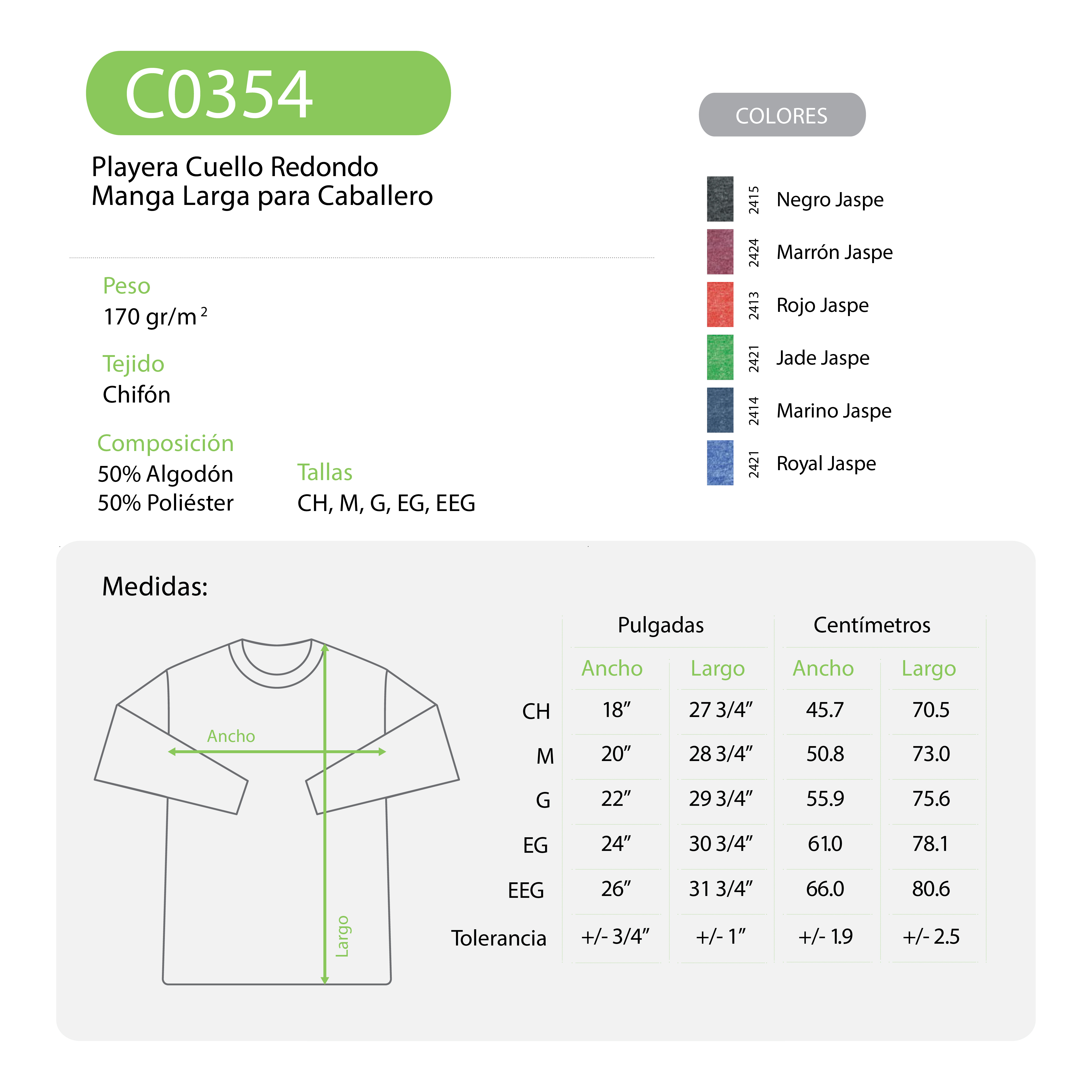 Foto 4 pulgar | Playera Manga Larga color Negro Jaspe 50% Algodón-50% Poliéster para Caballero