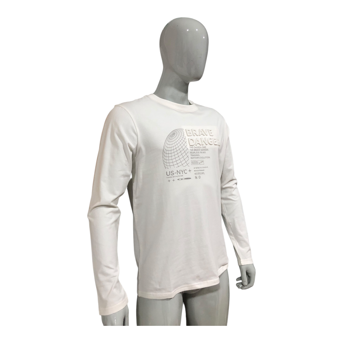 Foto 4 pulgar | Playera Manga Larga Losan ''Brave Danger'' Blanco para Caballero