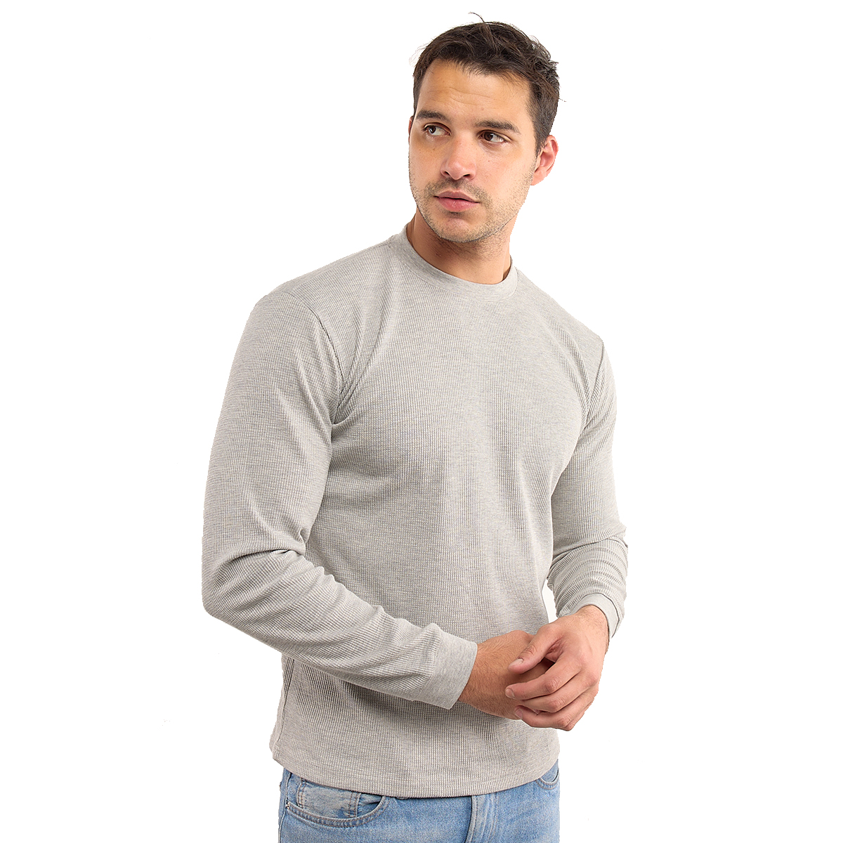 Playera Térmica Polo Retro Manga Larga Cuello Redondo