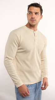 Foto 2 | Playera Polo Retro Manga Larga Cuello Henley Térmica Tela Tipo Grofe 973609652502