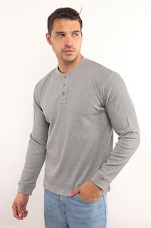 Foto 1 | Playera Polo Retro Manga Larga Cuello Henley Térmica Tela Tipo Grofe 973609652505