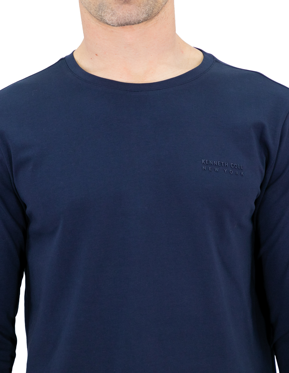 Foto 4 pulgar | Playera Hombre Kenneth Cole Kcoi24cam21 Azul Marino Algodón Casual