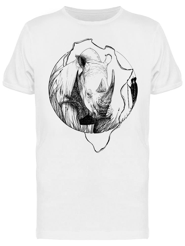 Playera SmartPrintsInk color Blanco para Hombre - Rinoceronte en Naturaleza