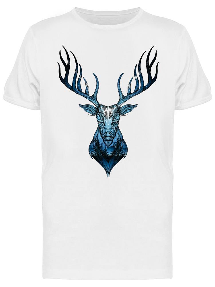 Playera SmartPrintsInk color Blanco para Hombre - Ilustración Ciervo Cósmico