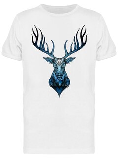 Foto 1 | Playera SmartPrintsInk color Blanco para Hombre - Ilustración Ciervo Cósmico