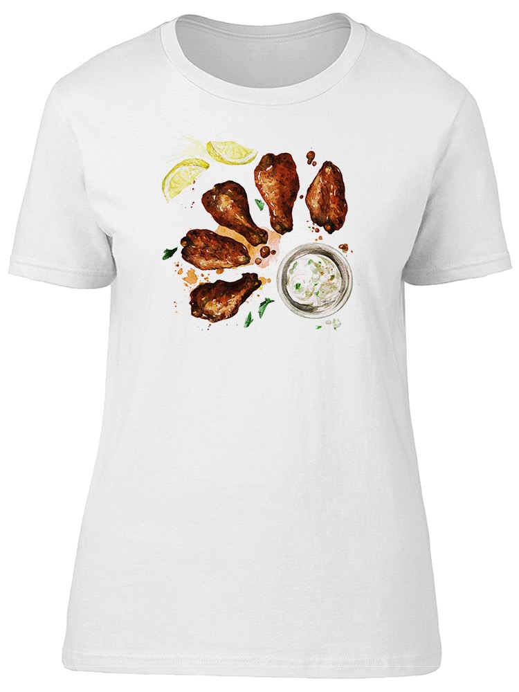 Playera SmartPrintsInk color Blanco para Hombre - Alitas de Pollo