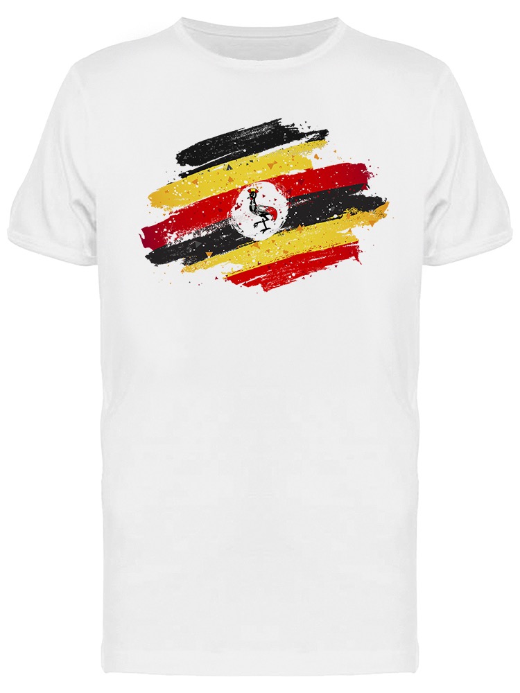 Playera SmartPrintsInk color Blanco para Hombre - Bandera de Uganda