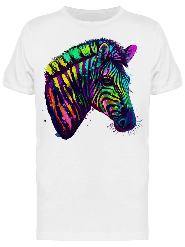 Playera SmartPrintsInk color Blanco para Hombre - Cebra de Colores