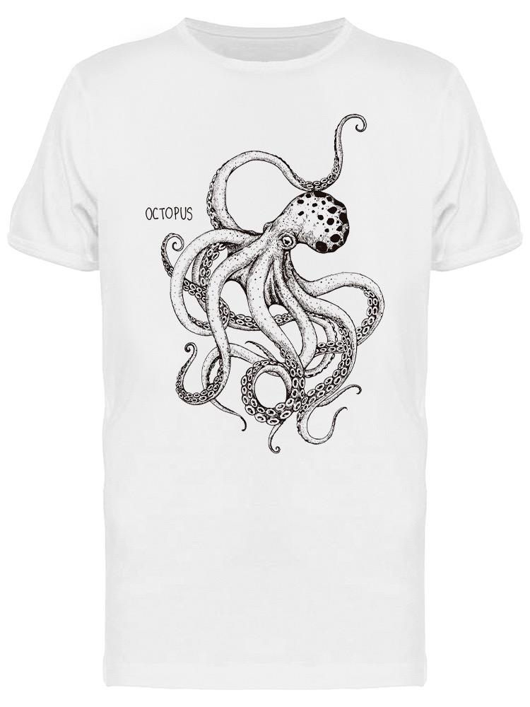 Playera SmartPrintsInk color Blanco para Hombre - Ilustración A Lápiz Pulpo