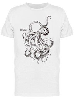Foto 1 | Playera SmartPrintsInk color Blanco para Hombre - Ilustración A Lápiz Pulpo