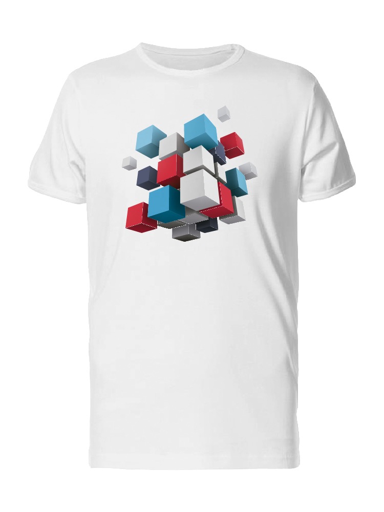 Foto 2 pulgar | Playera SmartPrintsInk color Blanco para Hombre - Arte Geométrico Cubos en 3D