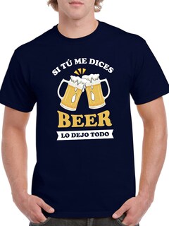 Foto 1 | Playera Smartprintsink Para Hombre Si Tu Me Dices Beer... Color Azul Marino