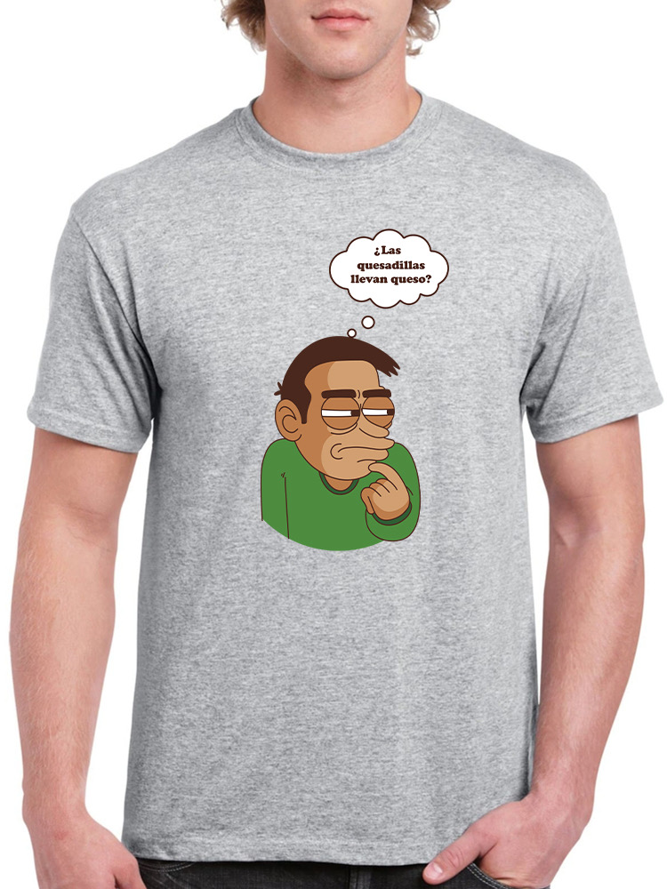 Foto 2 pulgar | Playera Smartprintsink Para Hombre Las Quesadillas Llevan Queso? Color Gris
