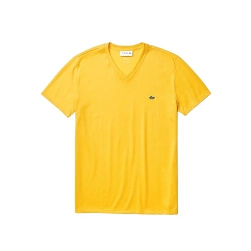 Playera para Hombre Lacoste Cuello V de Algodón Pima Mostaza