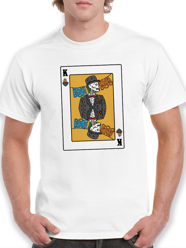 Foto 2 pulgar | Playera Smartprintsink Para Hombre Carta Rey De Esqueletos Color Blanco