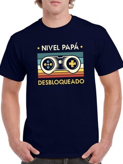 Foto 1 | Playera Smartprintsink Para Hombre Nivel Papá Desbloqueado Color Azul Marino