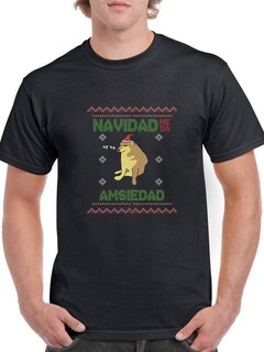 Foto 1 | Playera Smartprintsink Para Hombre Navidad Me Da Amsiedad Color Negro