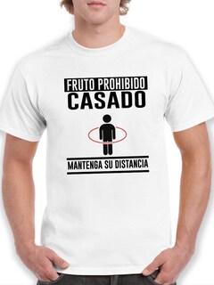 Foto 1 | Playera Smartprintsink Para Hombre Mantenga Su Distancia. Casado! Color Blanco