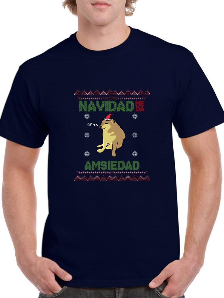 Foto 2 pulgar | Playera Smartprintsink Para Hombre Navidad Me Da Amsiedad Color Azul Marino