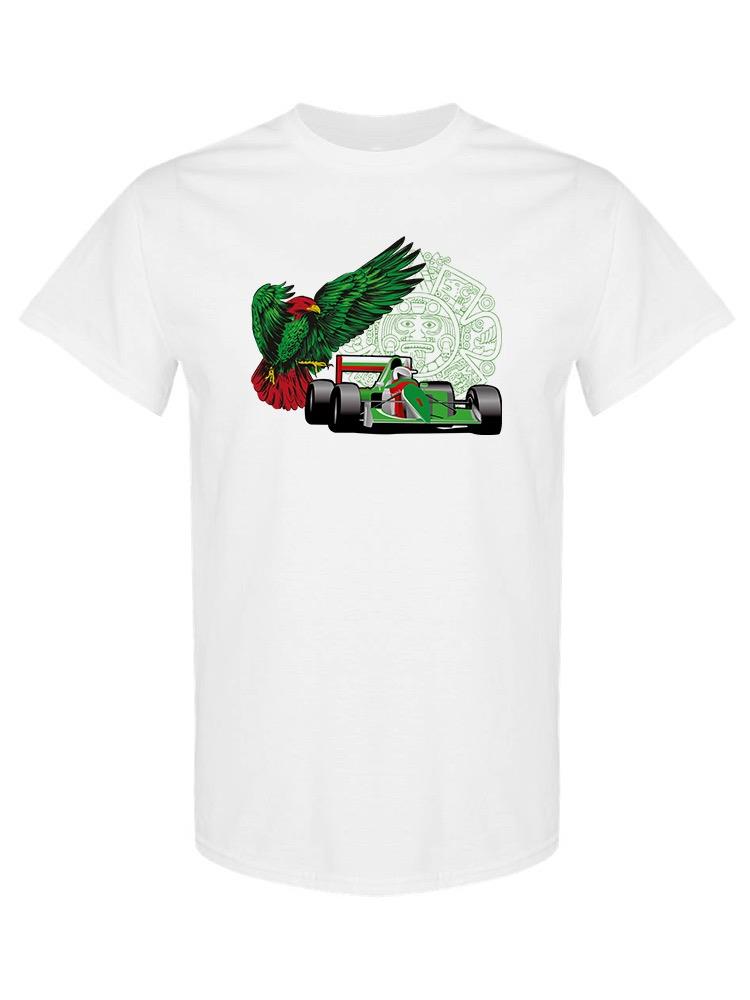 Foto 2 pulgar | Playera Smartprintsink color Blanco con Diseño de Águila Mexicana y Auto de Carreras para Hombre