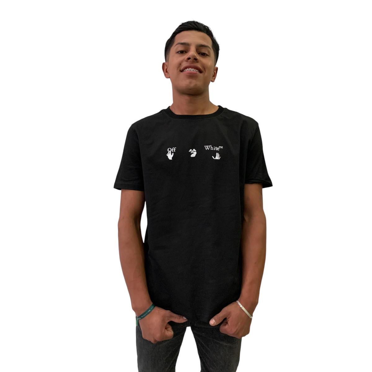 Foto 4 pulgar | Playera Off White color Negro para Hombre