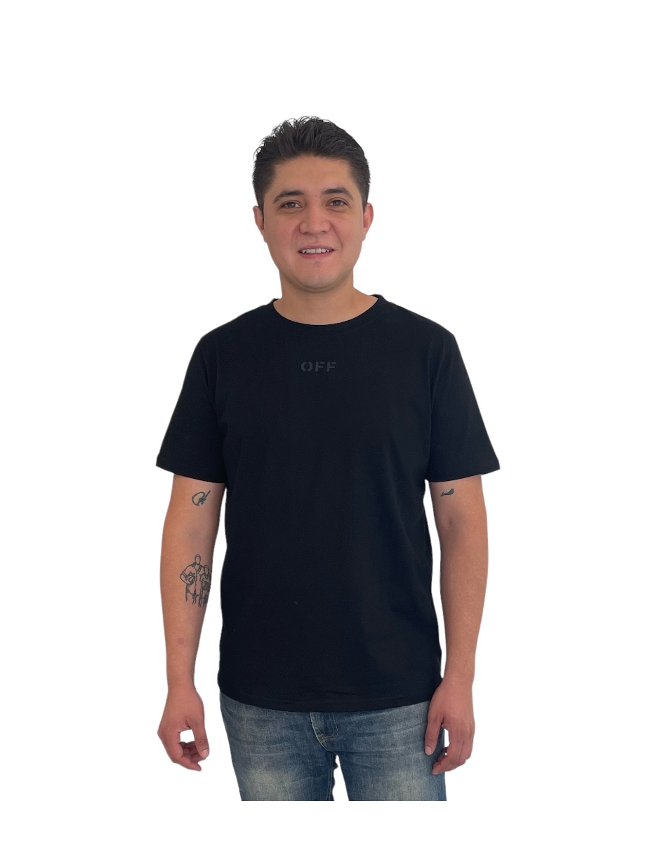 Foto 2 pulgar | Playera Off White color Negro para Hombre