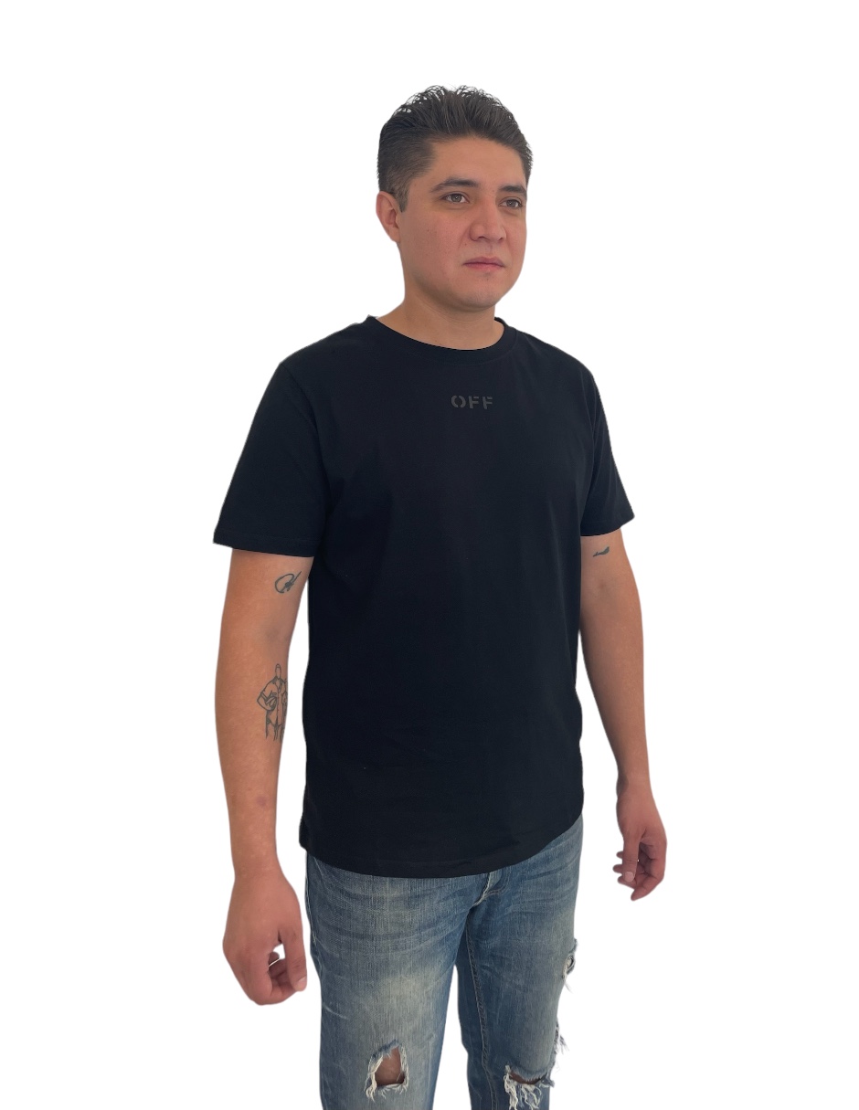 Foto 5 pulgar | Playera Off White color Negro para Hombre