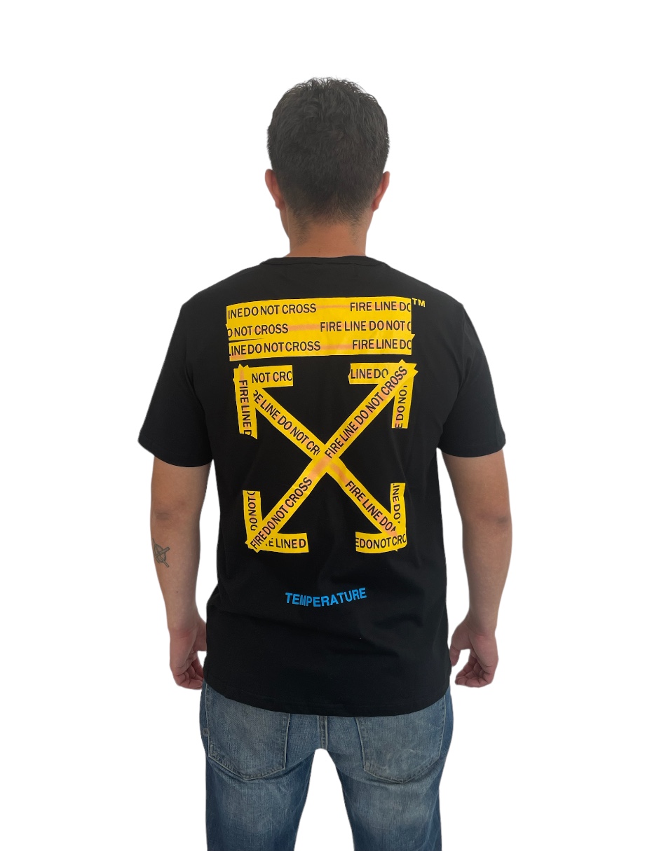 Foto 3 pulgar | Playera Off White Black Yellow Negra con Logo Amarillo