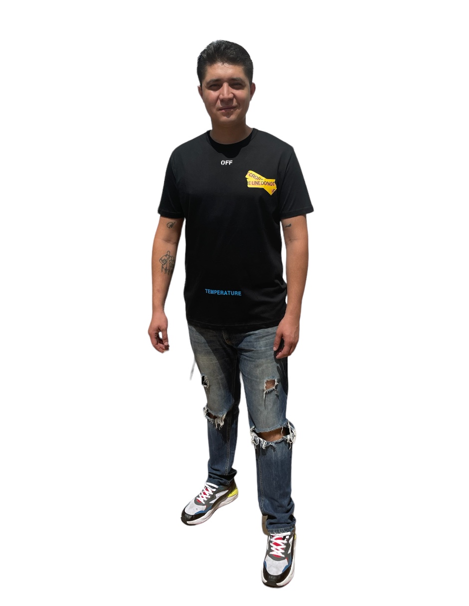 Foto 4 pulgar | Playera Off White Black Yellow Negra con Logo Amarillo