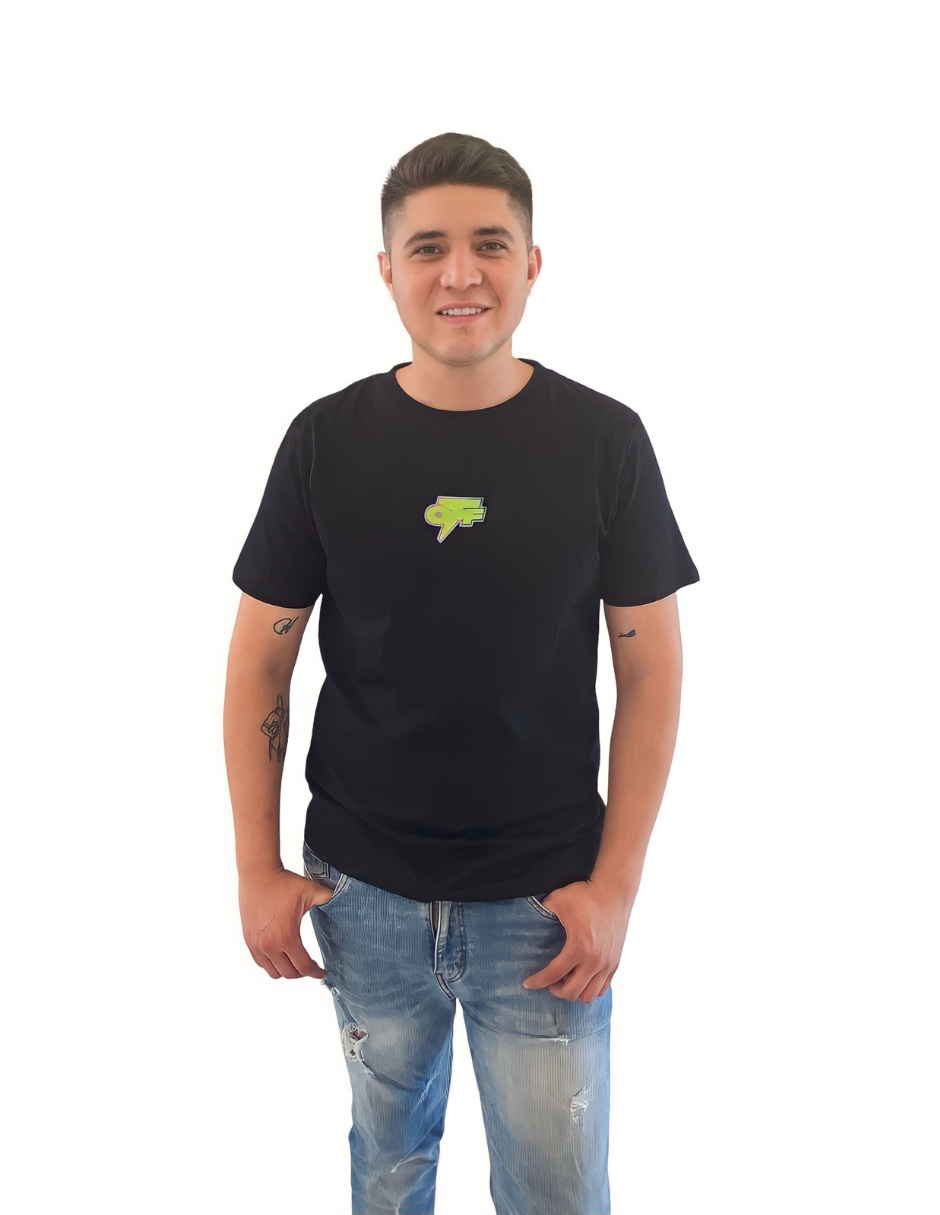 Foto 2 pulgar | Playera Off White Negra con Logo Verde Multicolor