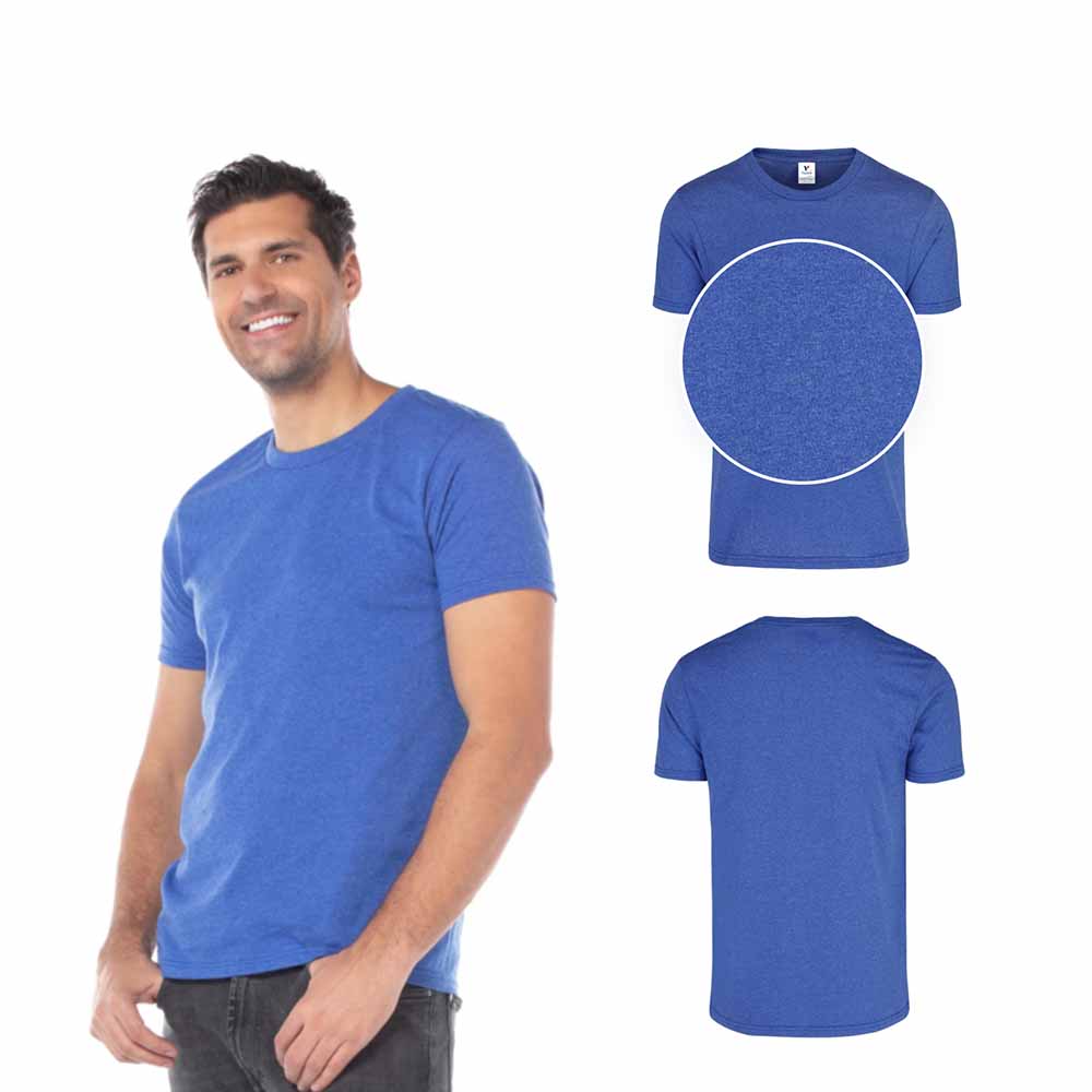 Foto 3 pulgar | Playera Para Caballero De Cuello Redondo Color Royal Jaspe, 50% Algodón Y 50% Poliéster.
