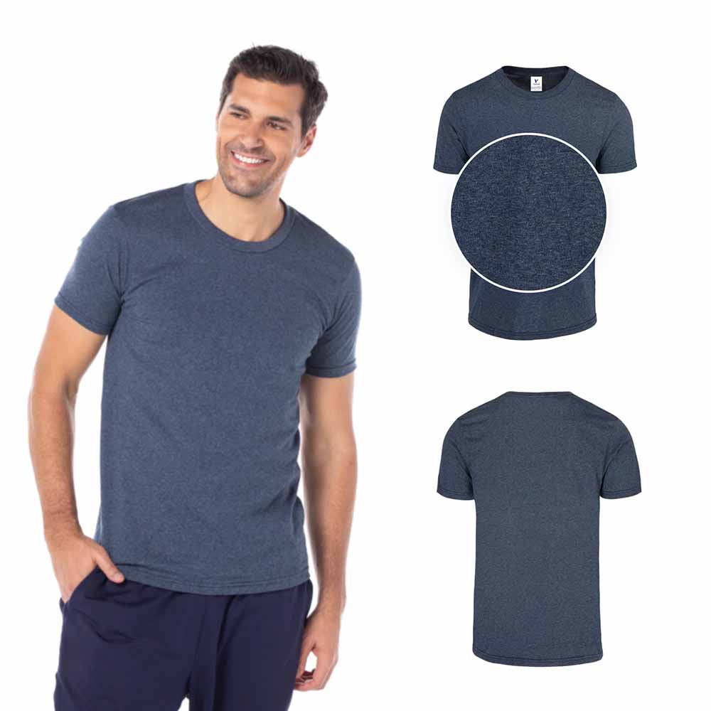 Foto 2 | Playera de Cuello Redondo Yazbek Azul Marino Jaspe
