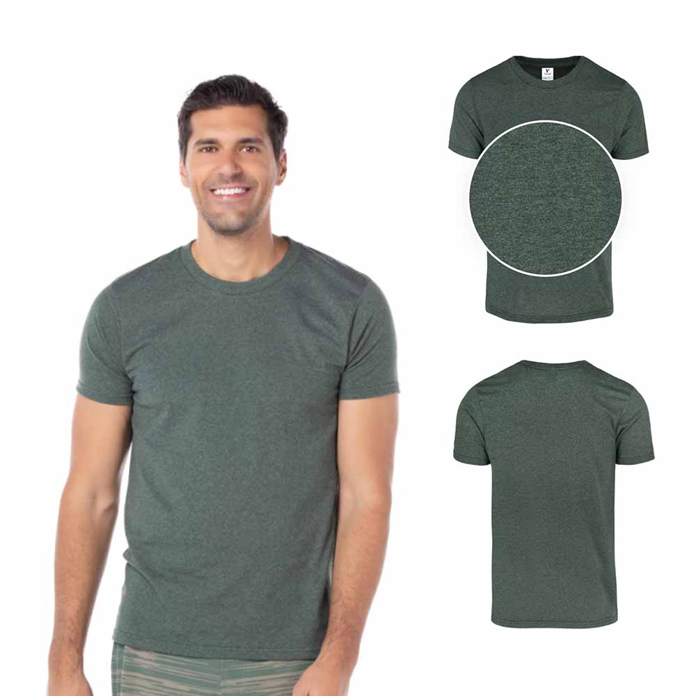 Foto 3 pulgar | Playera para Caballero de Cuello Redondo dolor Verde Bosque Jaspe 50% Algodón y 50% Poliéster
