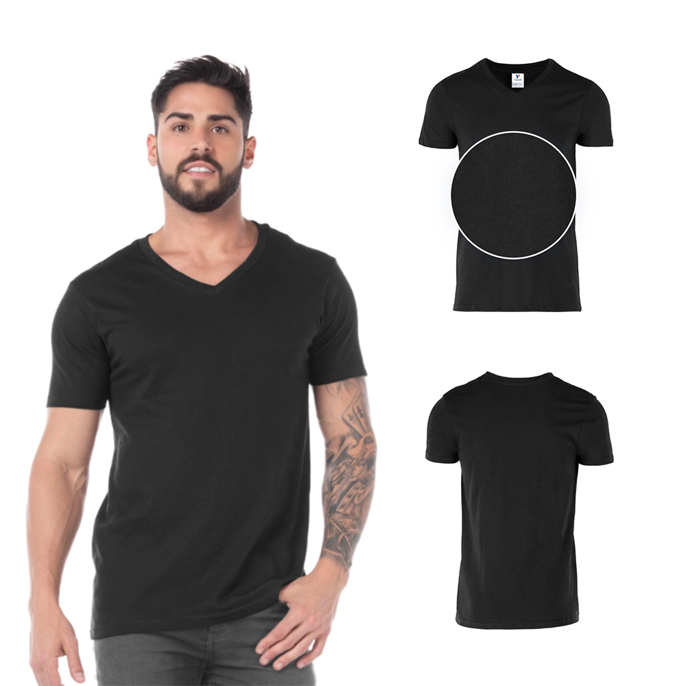 Foto 3 pulgar | Playera Cuello V Yazbek Negra para Hombre