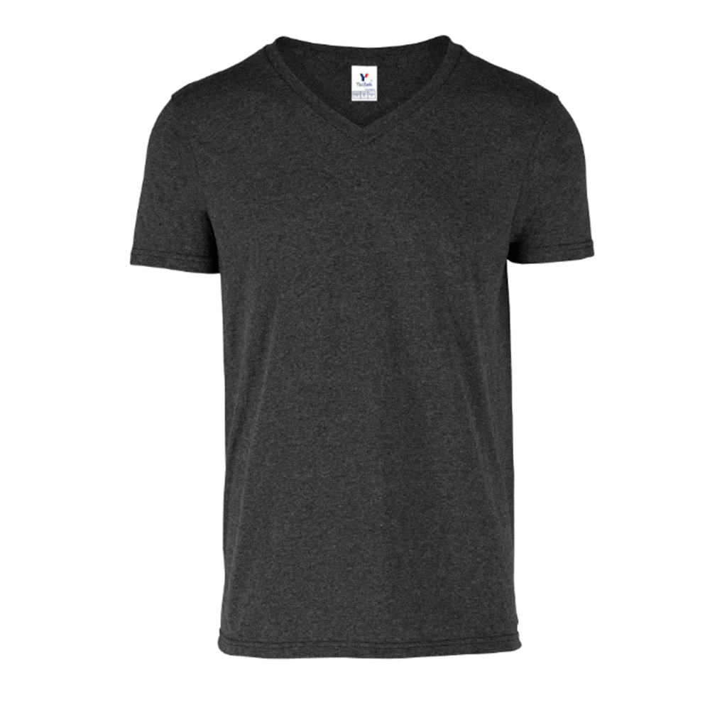Foto 2 pulgar | Playera Cuello V color Negro Jaspe 50% Algodón-50% Poliéster para Caballero