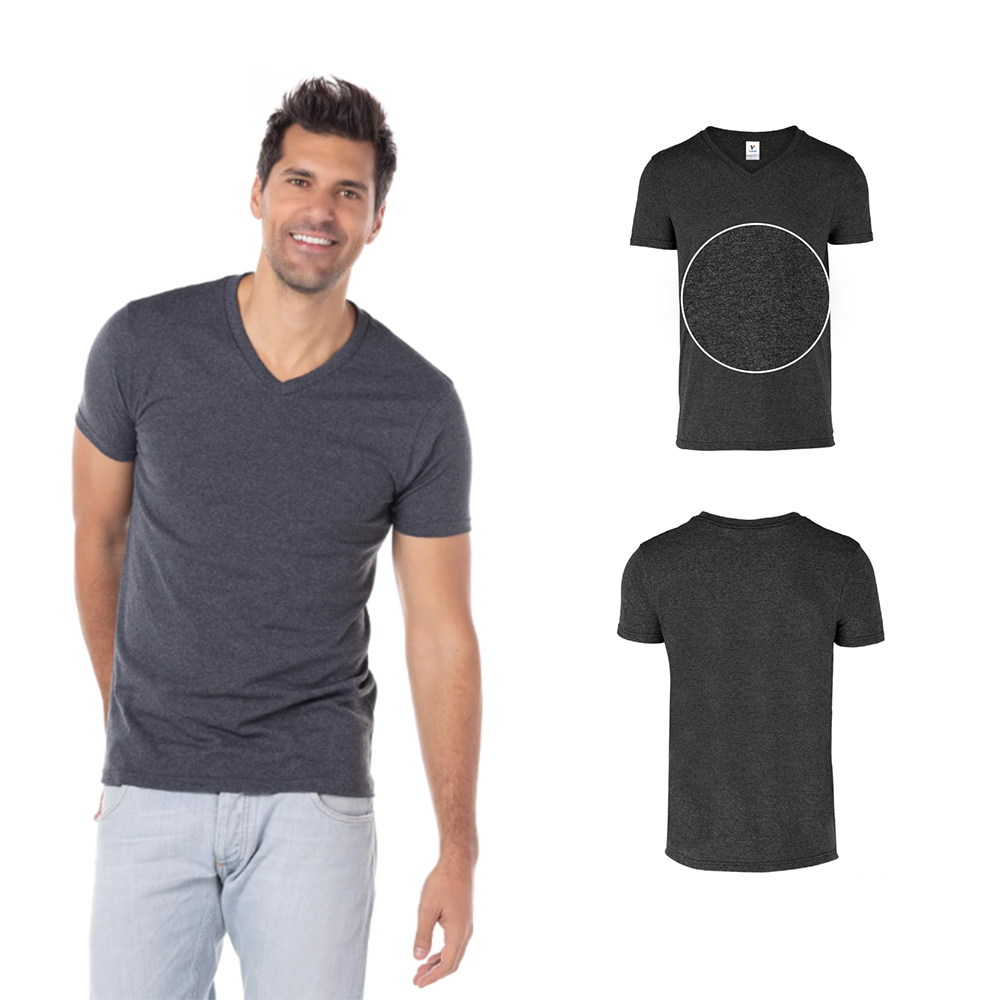 Foto 2 | Playera Cuello V color Negro Jaspe 50% Algodón-50% Poliéster para Caballero